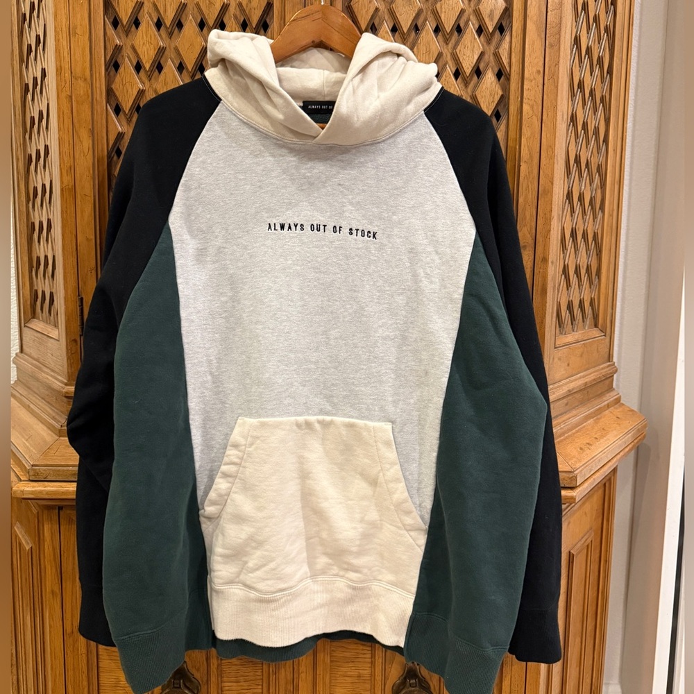 Always Out Of Stock Colorblock Hoodie - Gray/Green/Black